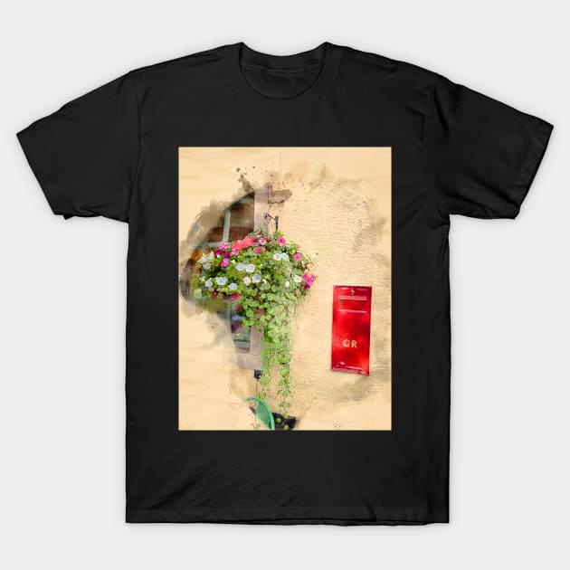 Hanging Flower Basket - Watercolour T-Shirt by Graz-Photos